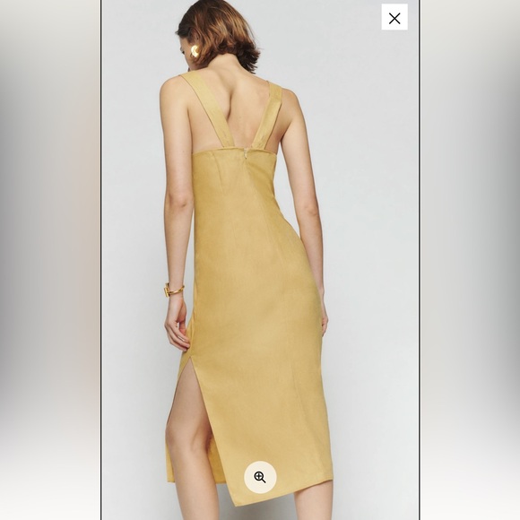 Reformation yellow linen Midi Dress NWOT - Picture 3 of 3